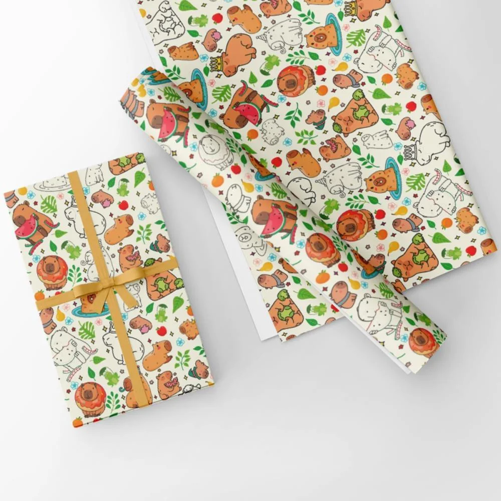 Papel Presente Bobina Couche 40Cm. Mod.156 Capivaras Gessele (Bo-100Mts) - imagem 3