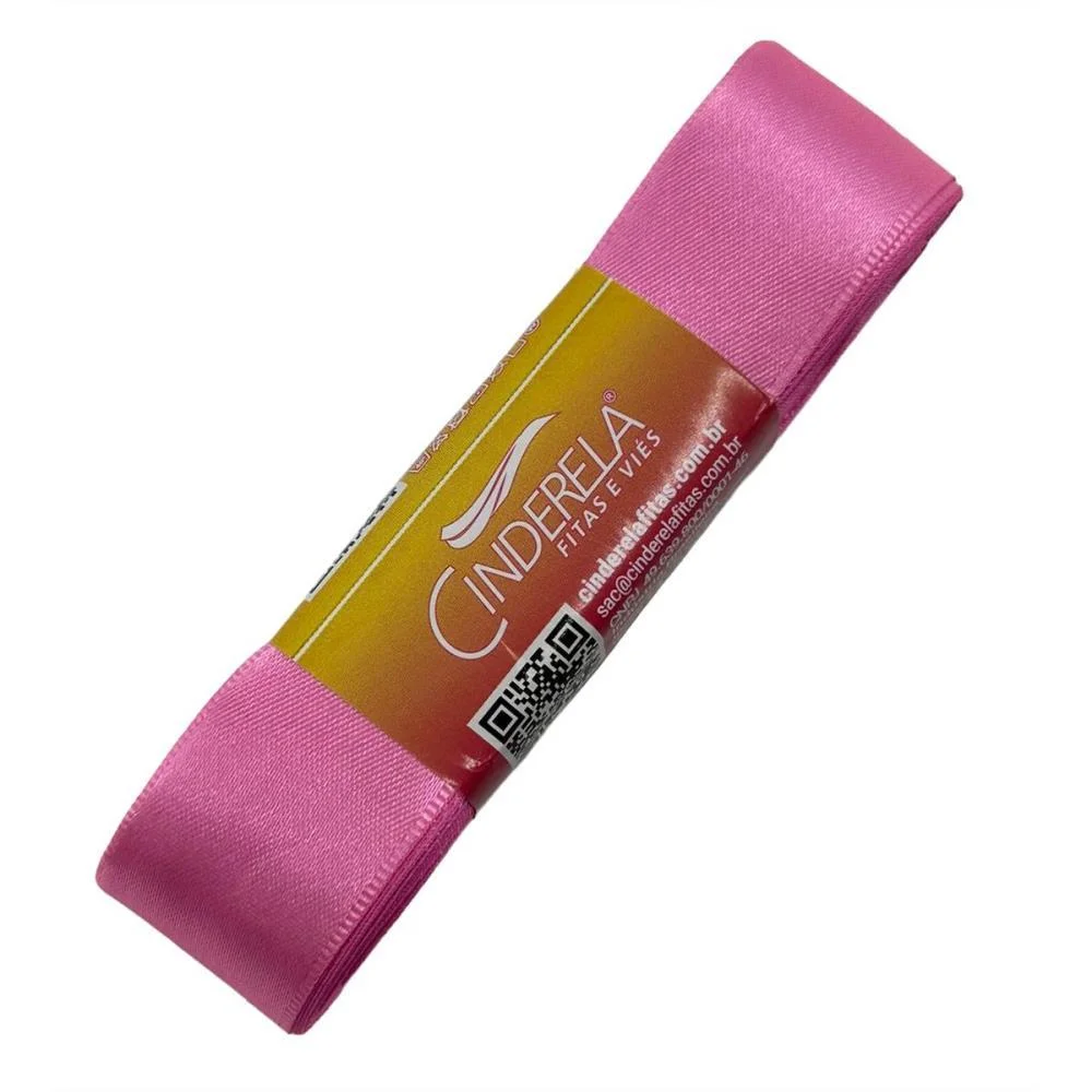 Fita De Cetim 22Mm 10M. Rosa Chiclete Cinderela - imagem 4