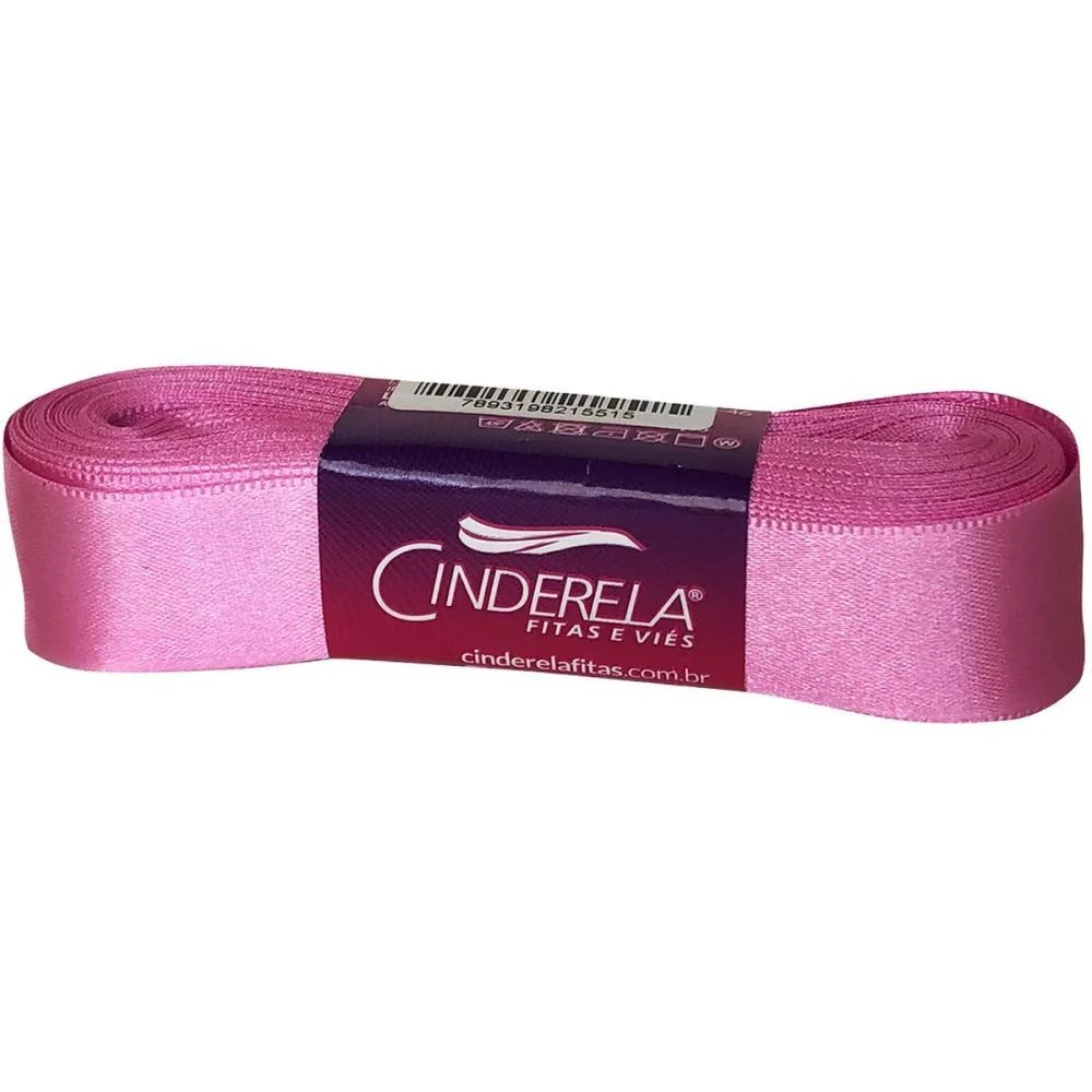 Fita De Cetim 22Mm 10M. Rosa Chiclete Cinderela - imagem 5
