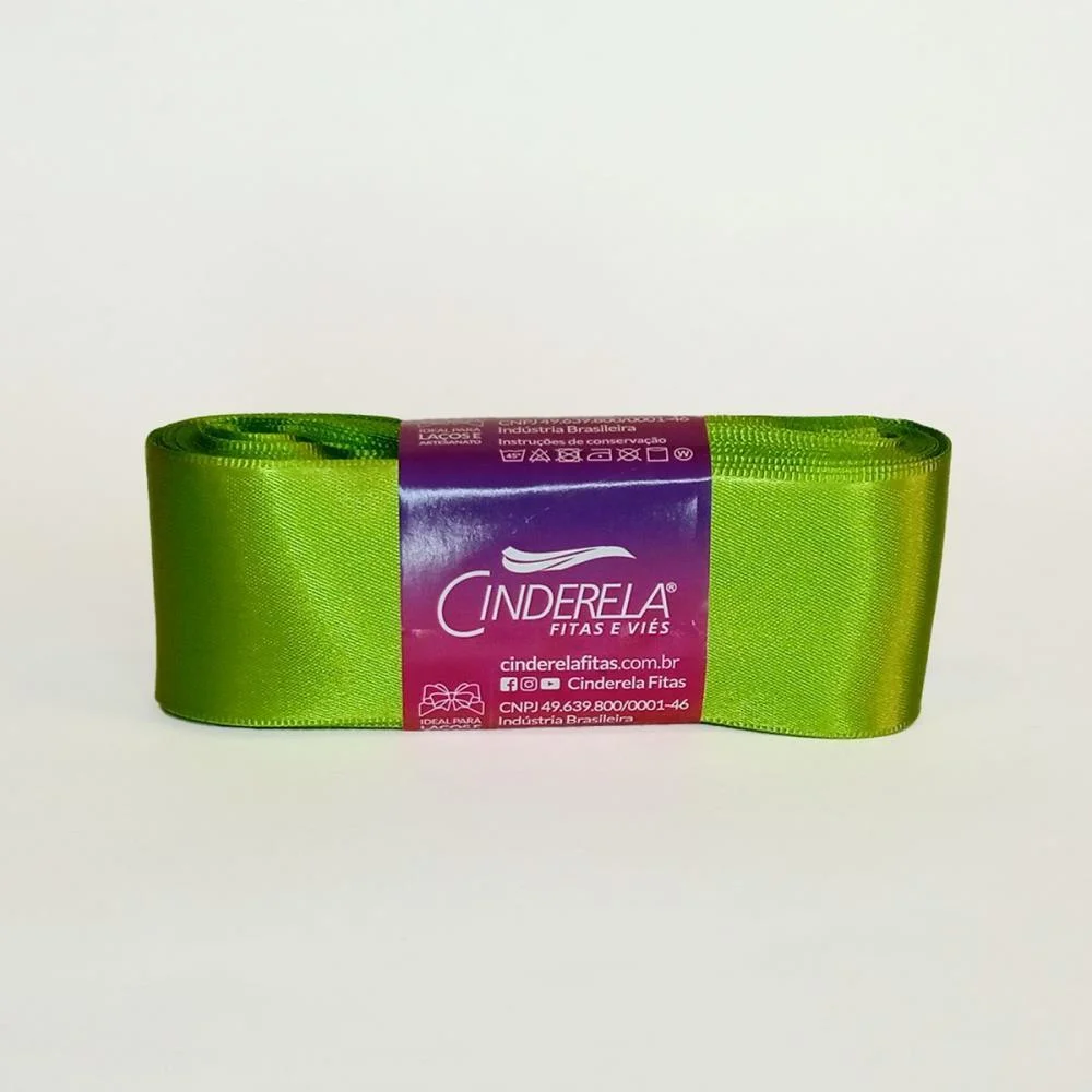 Fita De Cetim 38Mm 10M. Verde Folha Cinderela - imagem 3