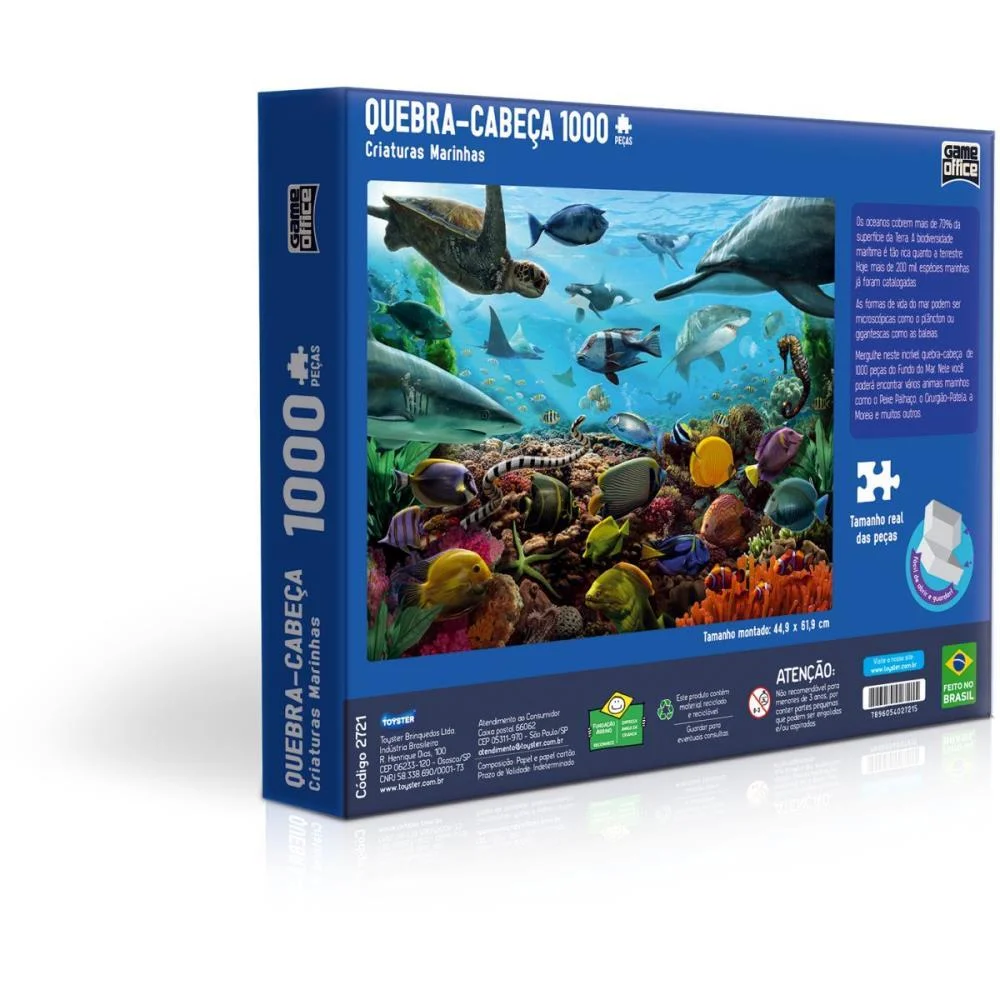 Quebra-Cabeca Cartonado Criaturas Marinhas 1000Pcs Toyster - imagem 6