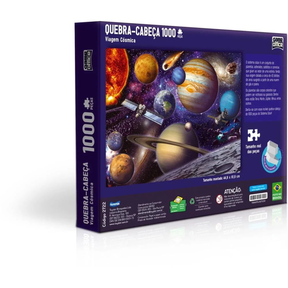 Quebra-Cabeca Cartonado Viagem Cosmica 1000Pcs Toyster - imagem 7