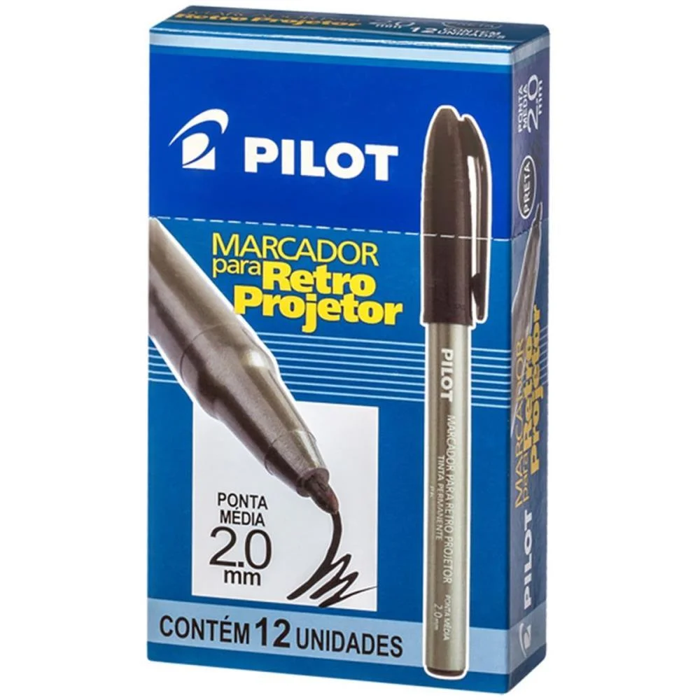 Caneta Retroprojetor 2.0Mm Marcador Preta Pilot (Cx.c/12) - imagem 2