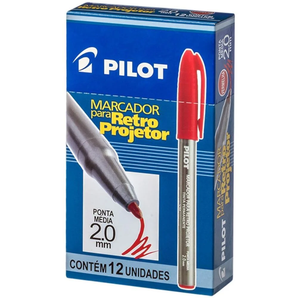 Caneta Retroprojetor 2.0Mm Marcador Vermelho Pilot (Cx.c/12) - imagem 3