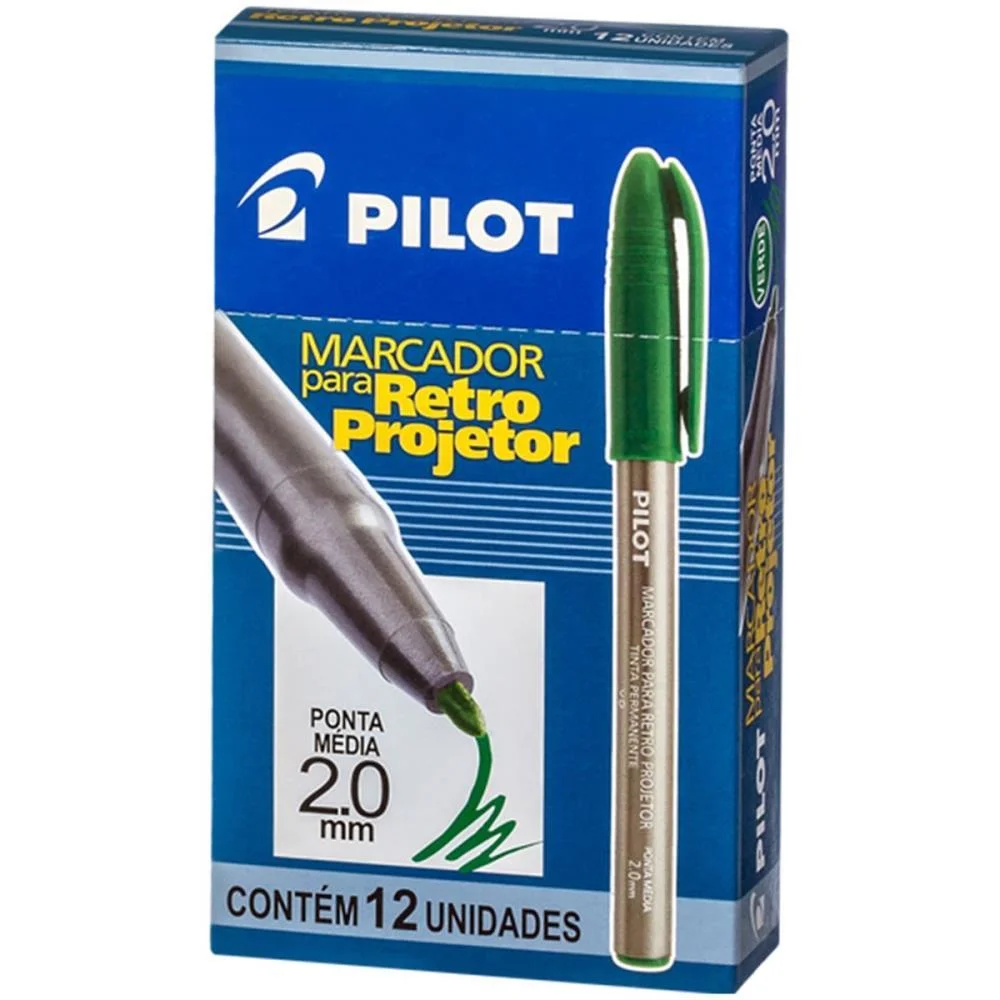 Caneta Retroprojetor 2.0Mm Marcador Verde Pilot (Cx.c/12) - imagem 3