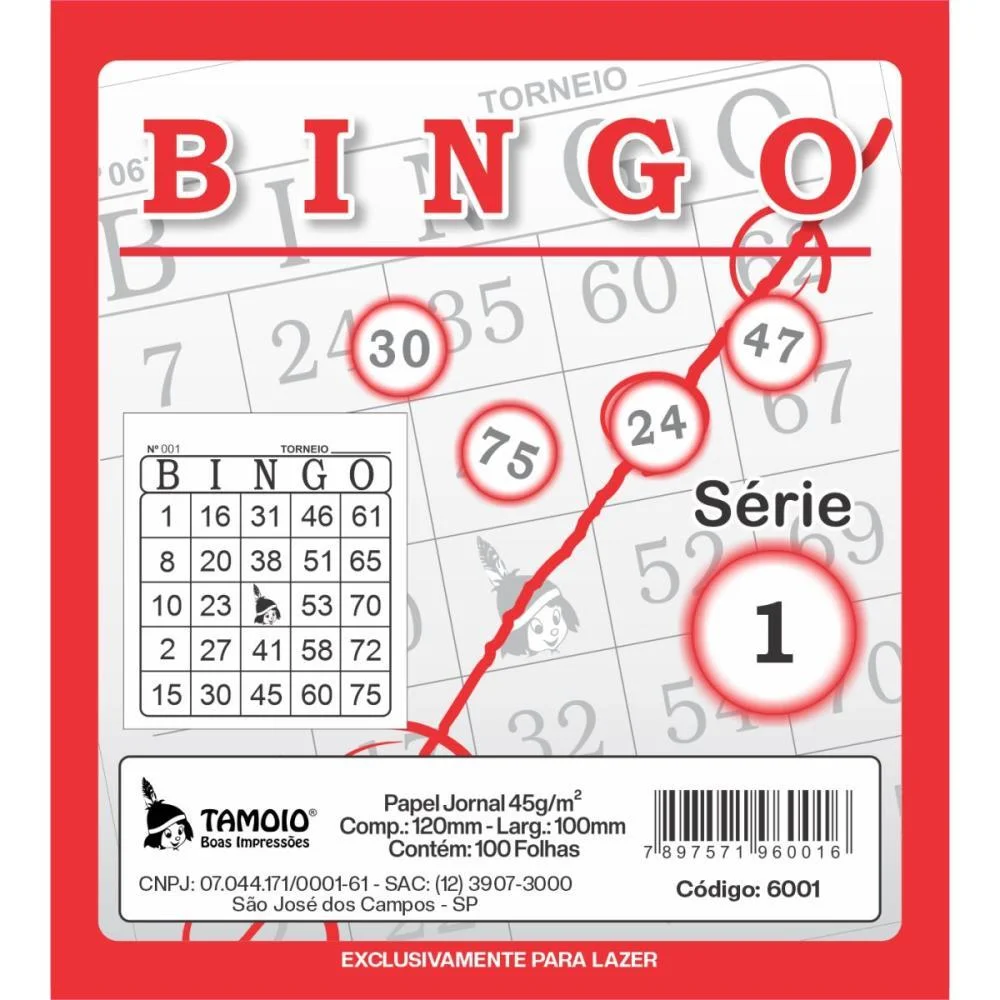 Bloco Para Bingo Jornal 120X108Mm 100 Folhas Tamoio (Pct.c/15) - imagem 3