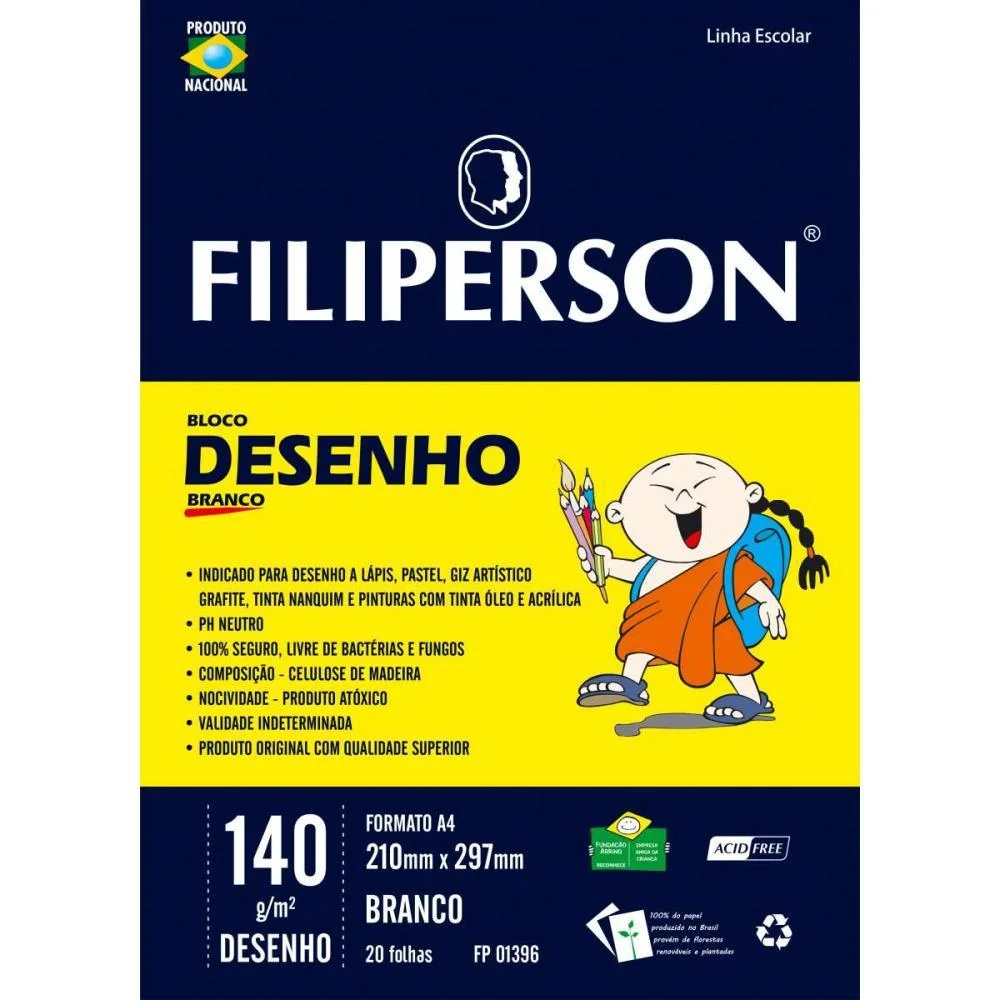 Bloco Tecnico Sem Margem Desenho A-4 140G.20Fls.branco Filiperson (Pct.c/05) - imagem 2