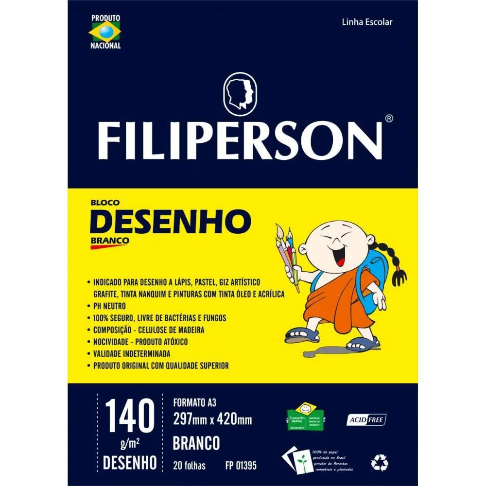 Bloco Tecnico Sem Margem Desenho A-3 140G.20Fls.branco Filiperson (Pct.c/05) - imagem 2