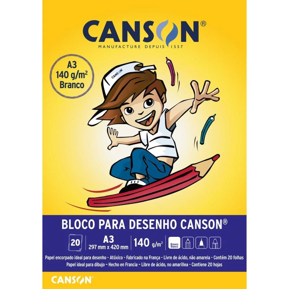 Bloco Tecnico Sem Margem Desenho A3 140G.20Fls.branco Canson (Pct.c/05) - imagem 2