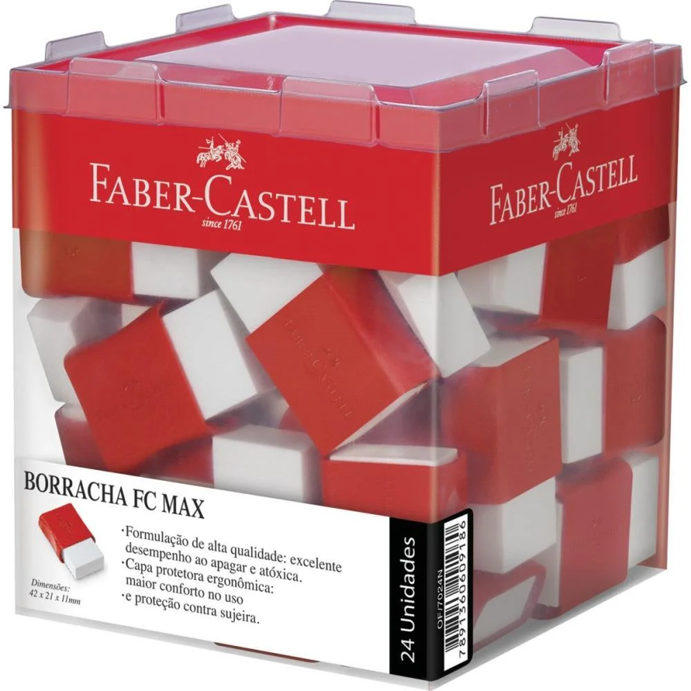 Borracha Branca Fc Max Pequena Plastica Vermel Faber-Castell C/ 24 Unidades - imagem 3