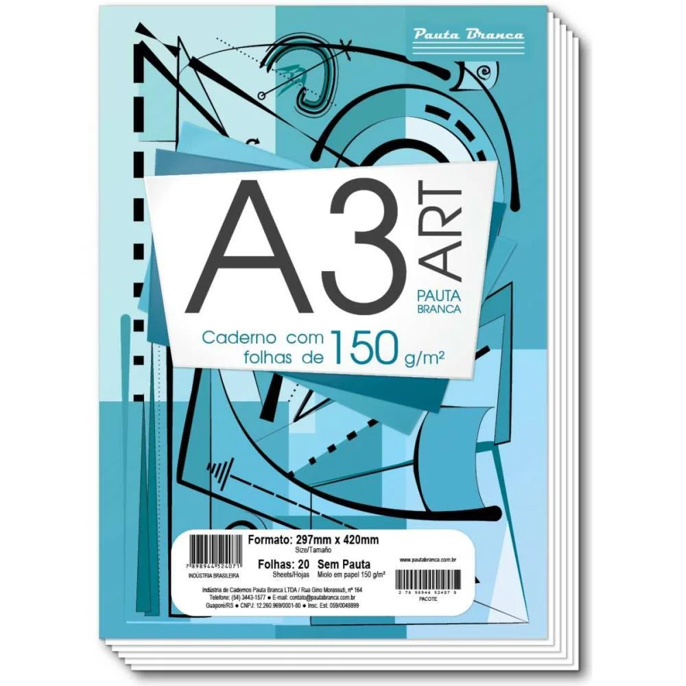 Bloco Tecnico Sem Margem Desenho A3 Art Pb 20F.br 150G Pauta Branca (Pct.c/05) - imagem 2