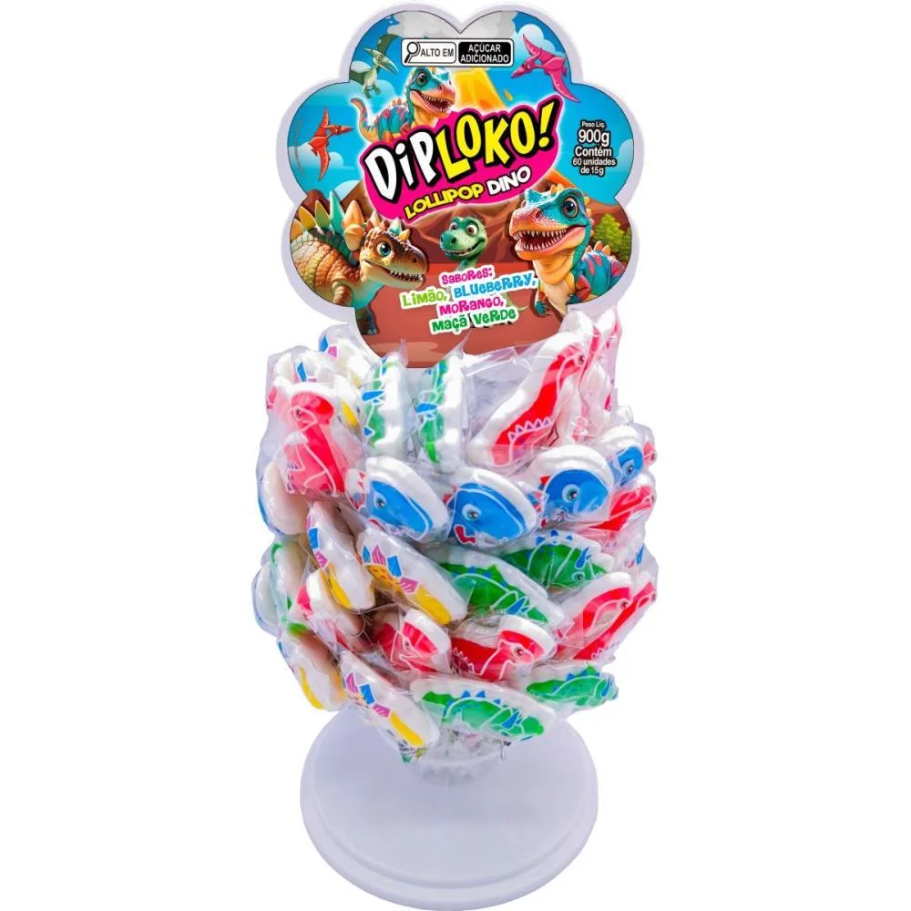Doce Dip Loko Lollipop Dino Danilla Foods C/ 60 Unidades - imagem 3
