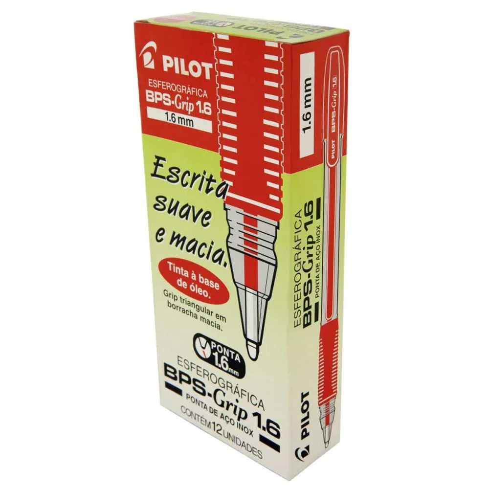 Caneta Esferografica Bps-Grip 1.6Mm Vermelha Pilot (Cx.c/12) - imagem 3