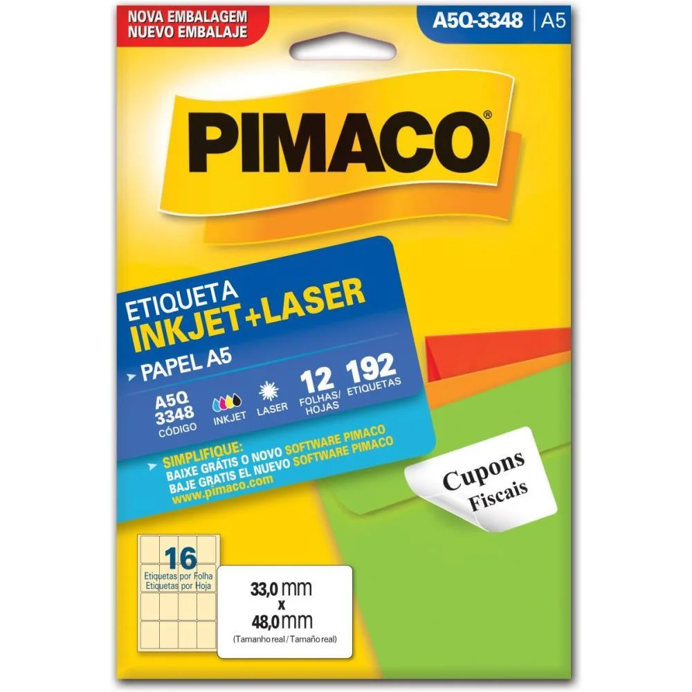 Etiqueta A5 A5Q-3348 12 Fls 33,0 X 48,0 Mm Pimaco (Ct.c/192) - imagem 2