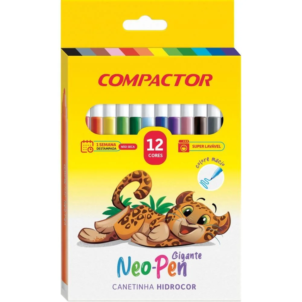 Caneta Hidrografica Neo-Pen Gigante 12 Cores Compactor (Pct.c/05) - imagem 3