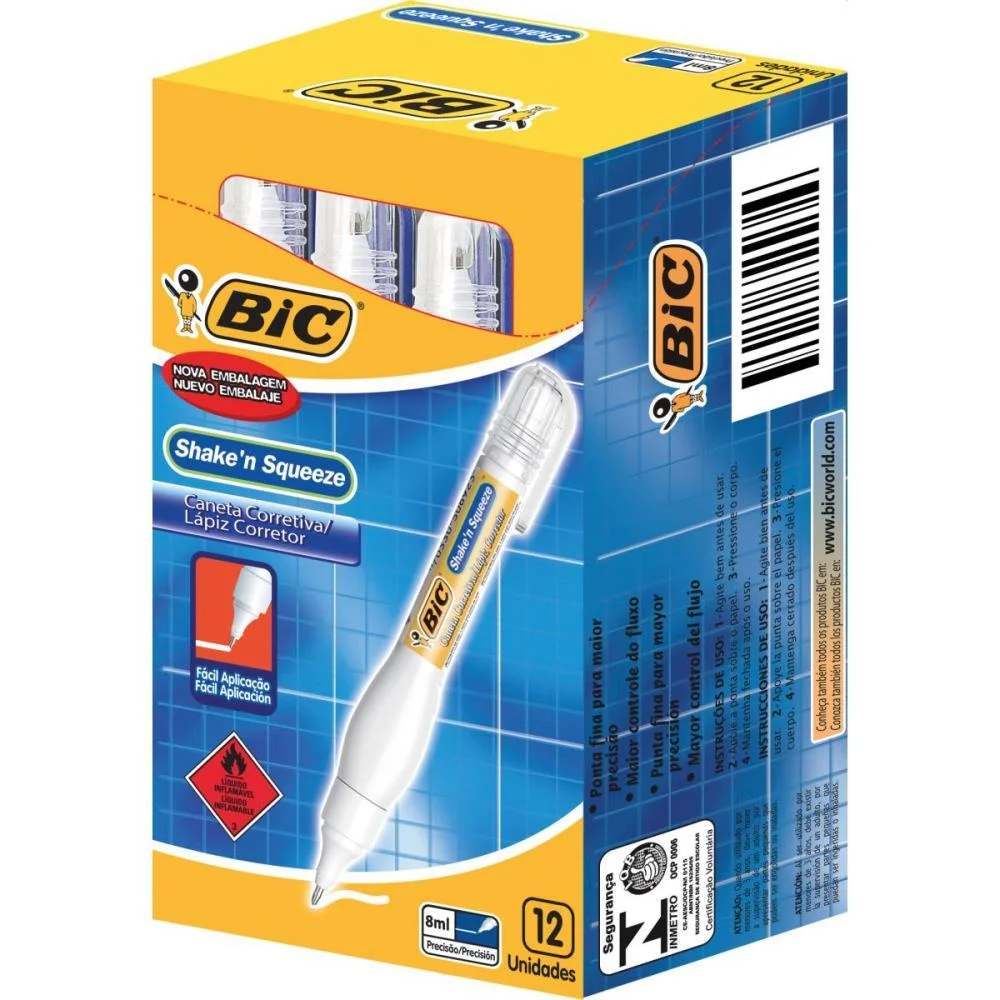 Caneta Corretiva Shake N Squeeze 8Ml Metal Bic (Cx.c/12) - imagem 2