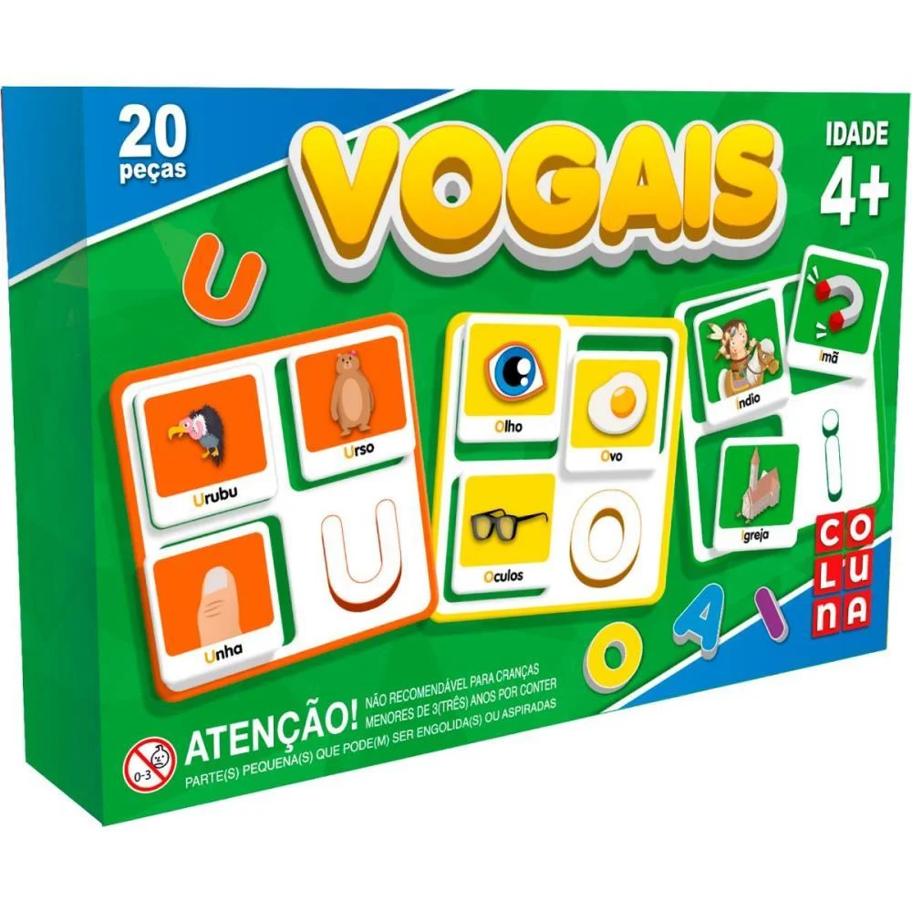 Brinquedo Pedagogico Vogais 20 Pecas Coluna - imagem 2