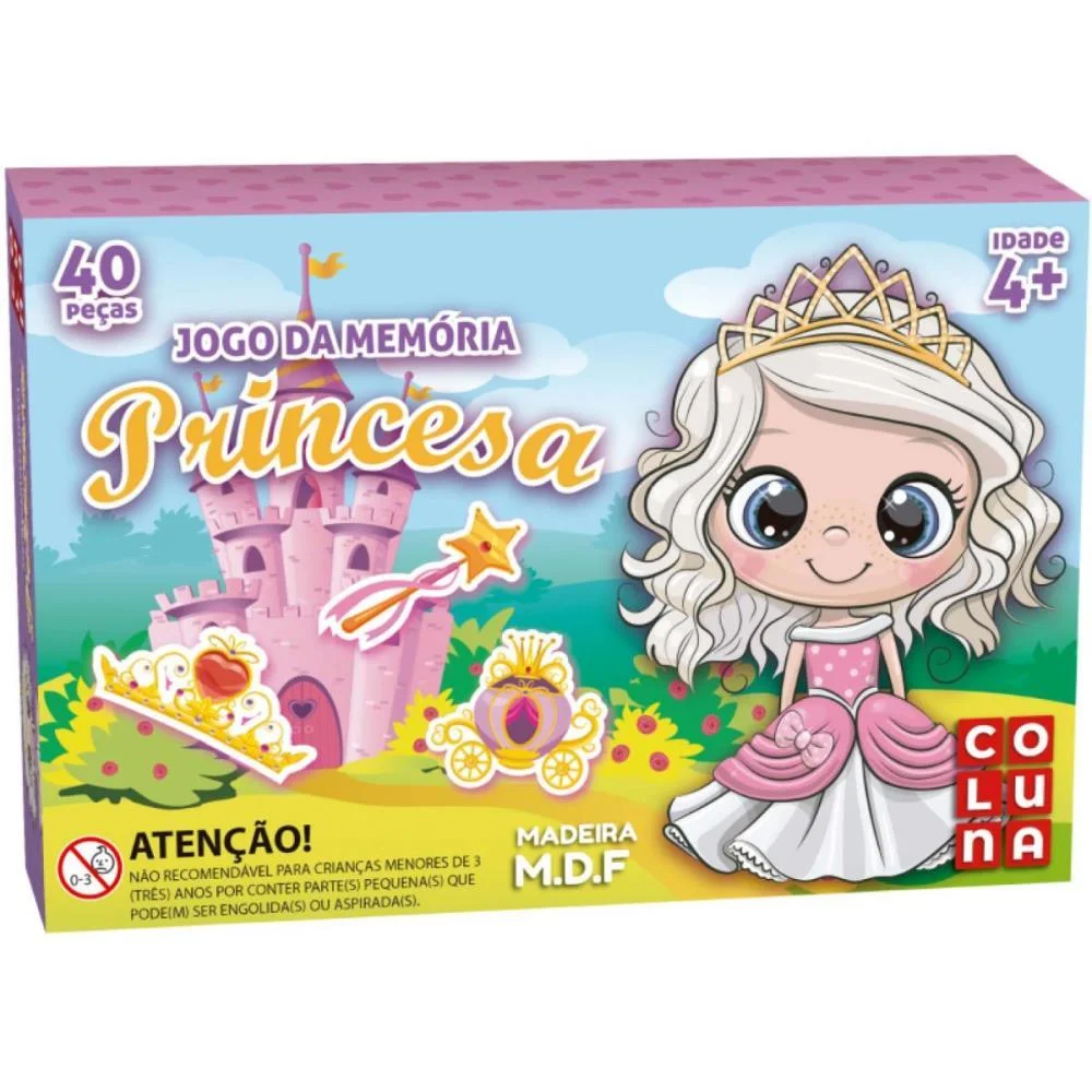 Jogo Da Memoria Em Madeira Princesas 40 Pecas Coluna - imagem 3