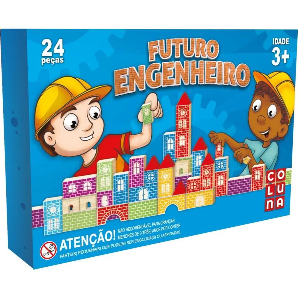 Brinquedo Para Montar Futuro Engenheiro 24Pc Madeira Coluna - imagem 2