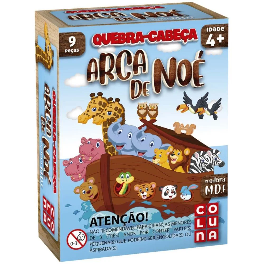Quebra-Cabeca Madeira Arca De Noe 9 Pecas Coluna - imagem 3