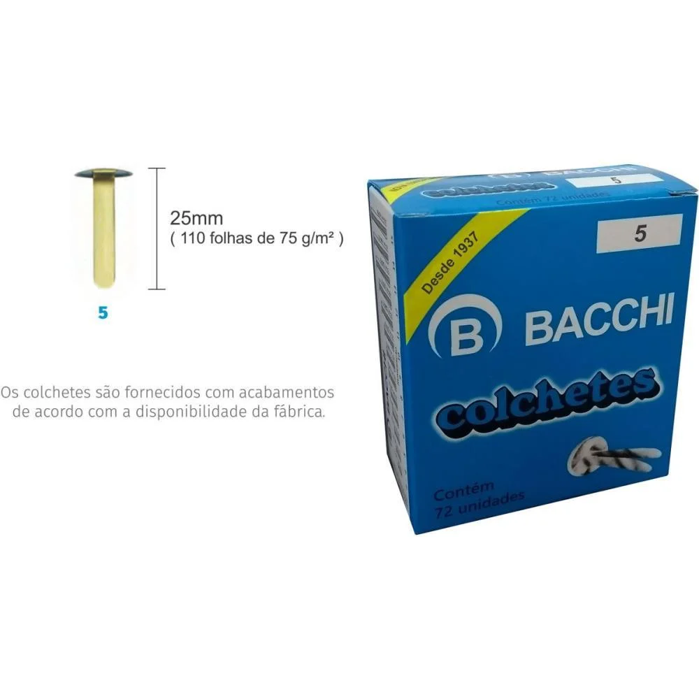 Colchete Latonados N.05 Cx.c/ 72Unid. Bacchi (Pct.c/10) - imagem 2