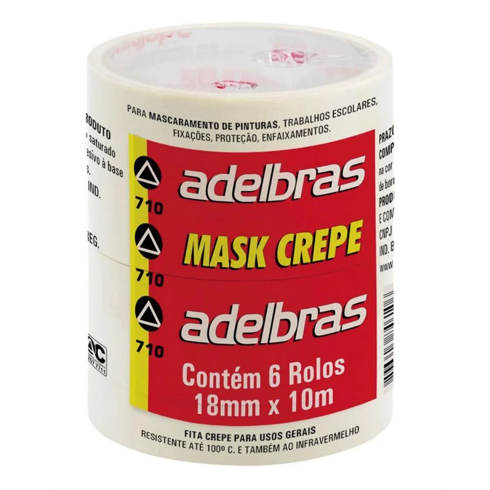 Fita Crepe 710 Mask Crepe 18Mmx10M Adelbras (Pct.c/06) - imagem 3