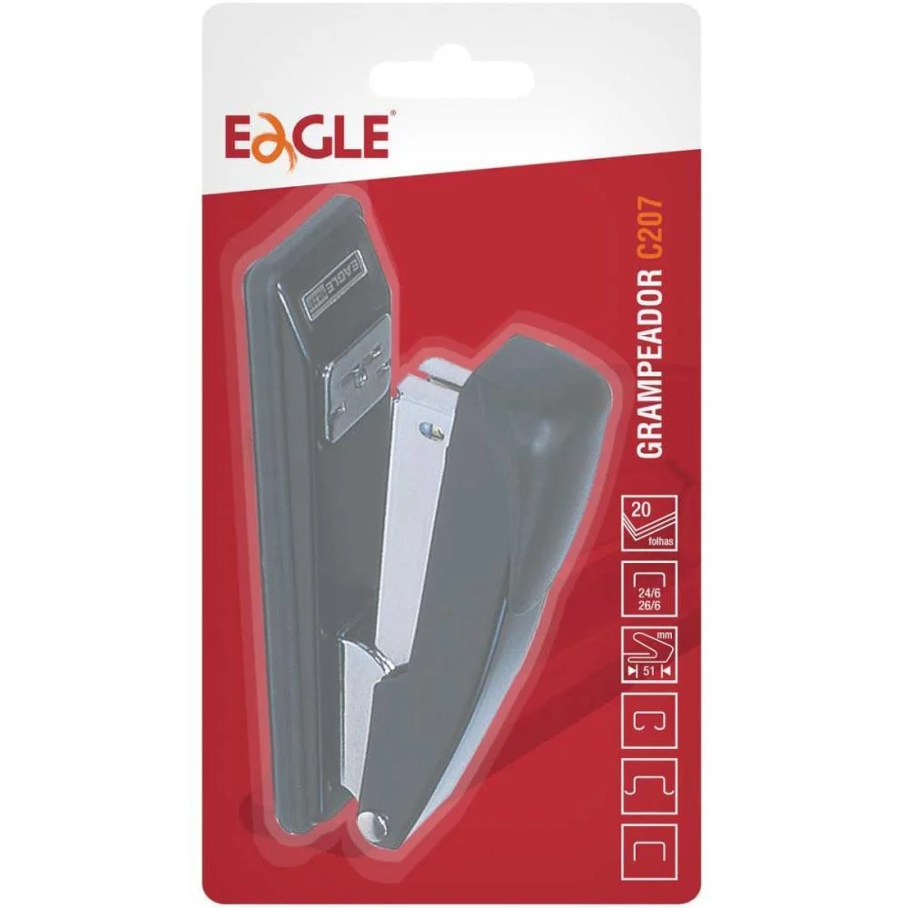 Grampeador Metal Eagle 207 Pequeno+500Grampos Sertic - imagem 4
