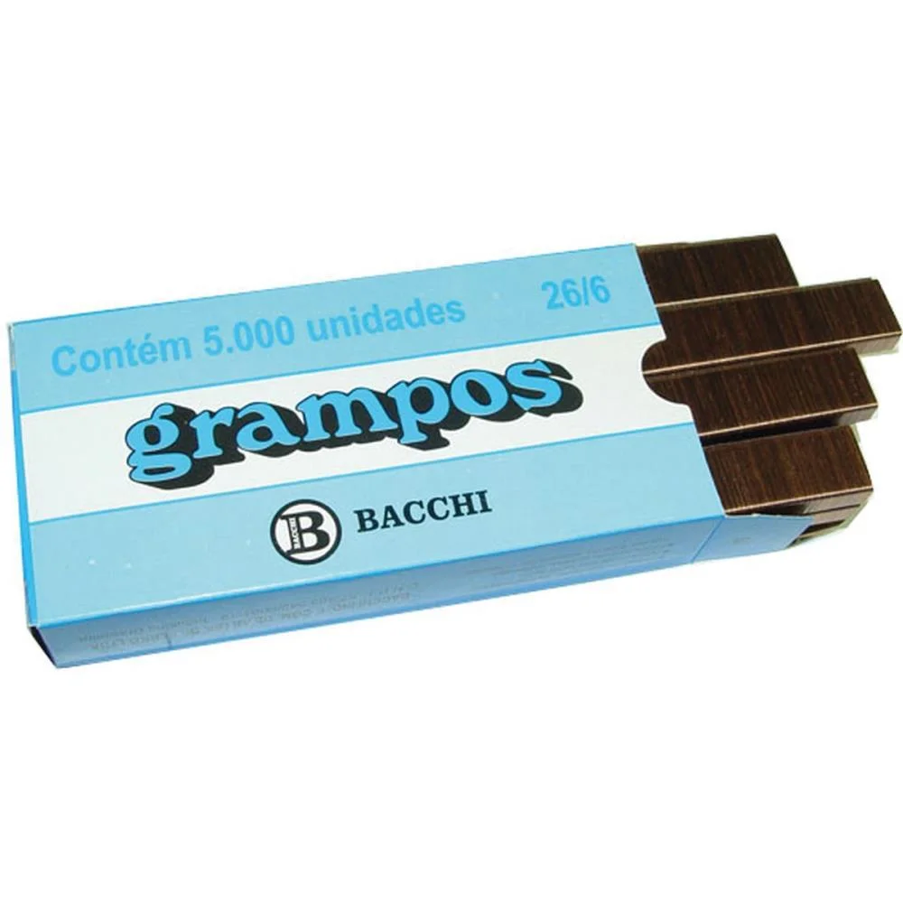 Grampo Para Grampeador 26/6 Cobreado 5000 Grampos Bacchi (Caixa) - imagem 2