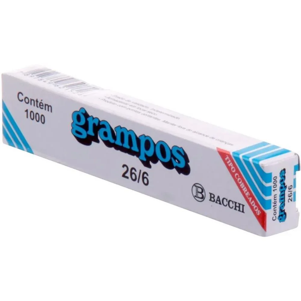 Grampo Para Grampeador 26/6 Cobreado 1000 Grampos Bacchi (Pct.c/10) - imagem 2
