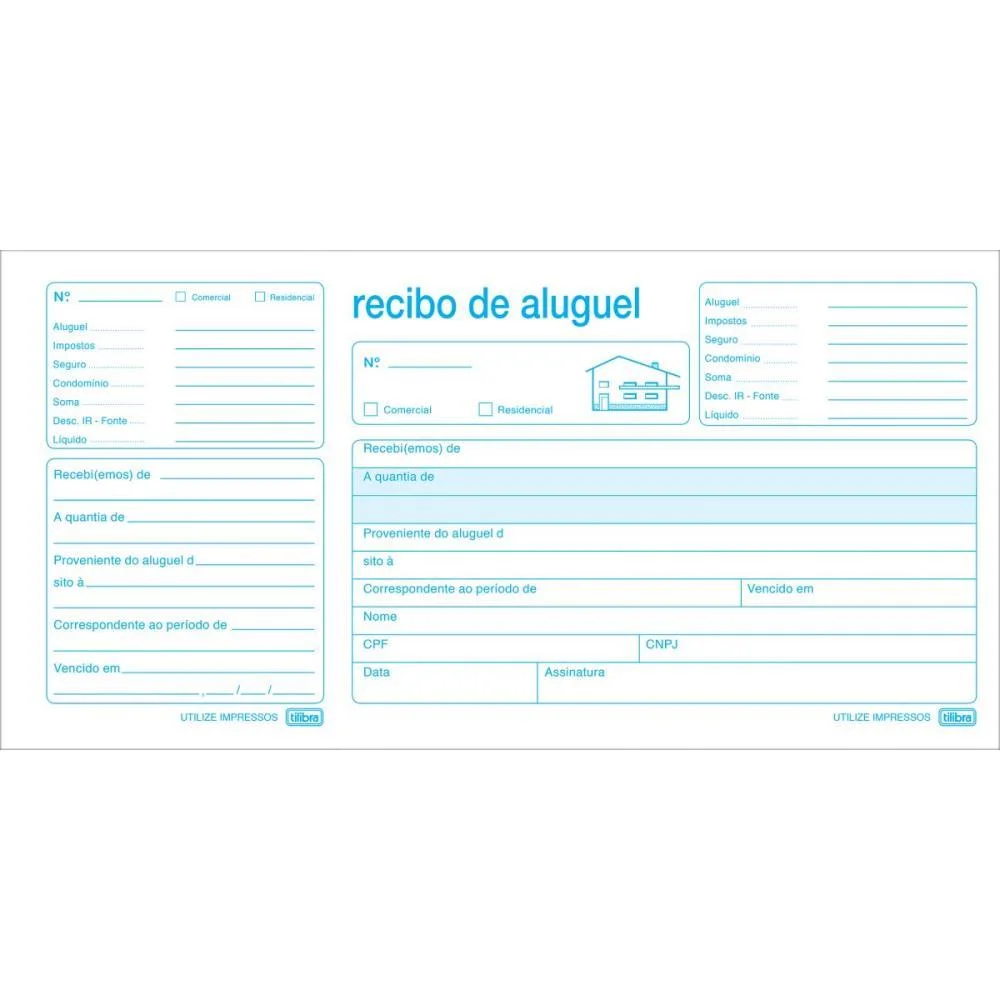 Impresso Recibo Aluguel Com Canhoto 50F Tilibra (Pct.c/20) - imagem 2
