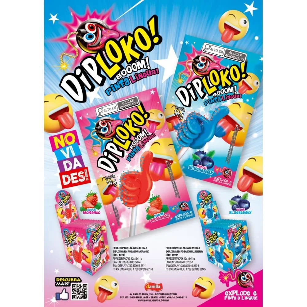 Doce Dip Loko Joia Pinta Lingua Danilla Foods C/ 15 Unidades - imagem 4