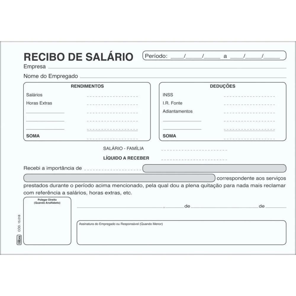 Impresso Recibo Salario 100Fls. 140X207,5Mm Tilibra (Pct.c/10) - imagem 3