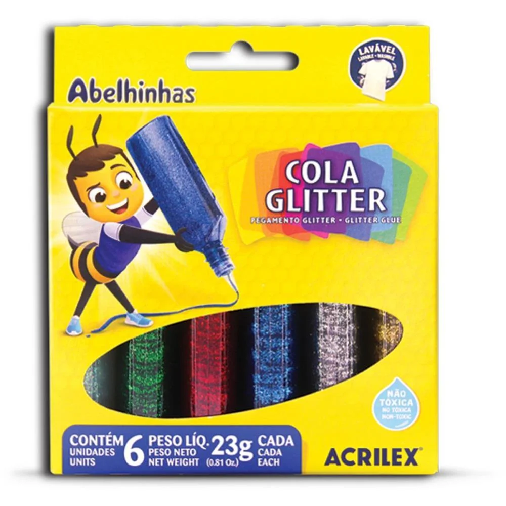 Cola Com Glitter Estojo C/06 Cores 23G (S) Acrilex (Pct.c/06) - imagem 2