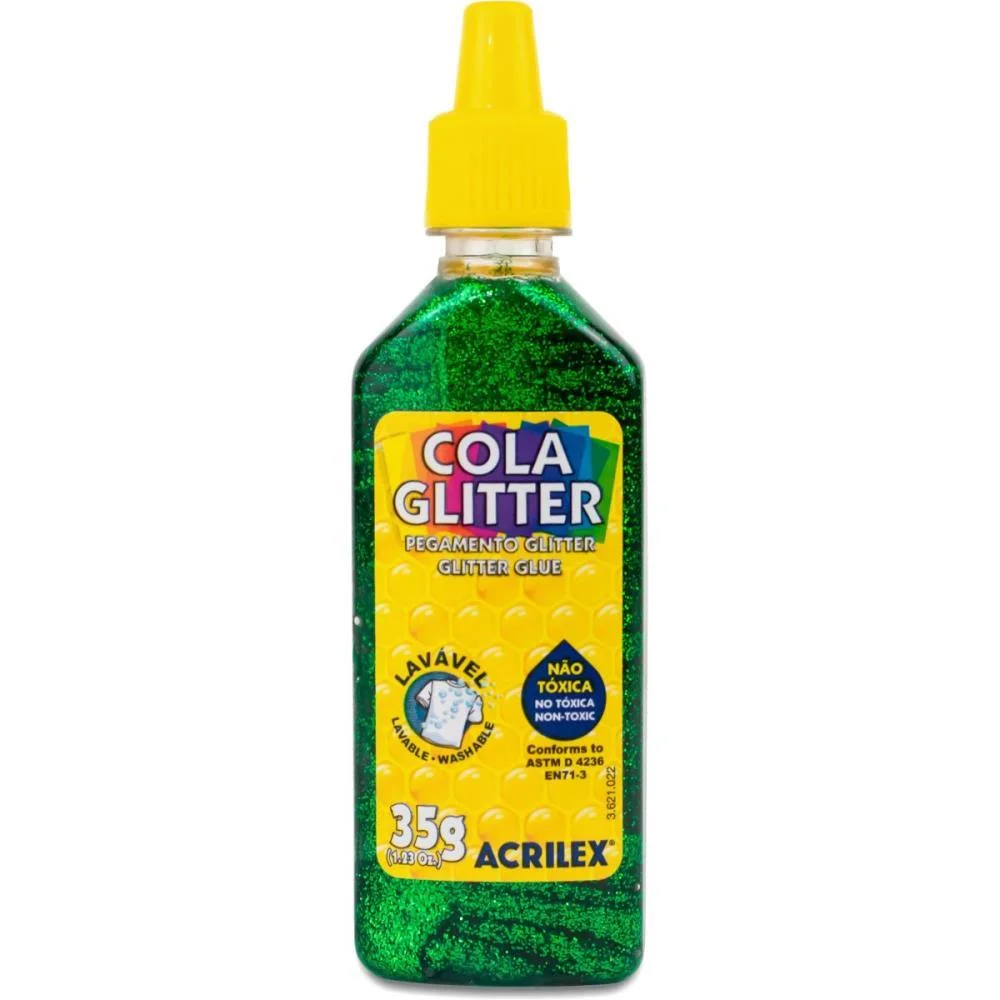 Cola Com Glitter Tubo 35G. Verde Acrilex (Duzia) - imagem 2
