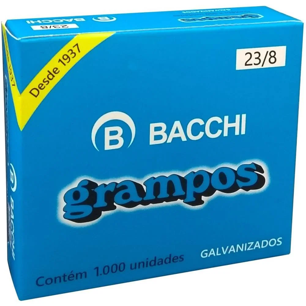 Grampo Para Grampeador 23/8 Galvanizado 1000 Grampos Bacchi (Caixa) - imagem 4