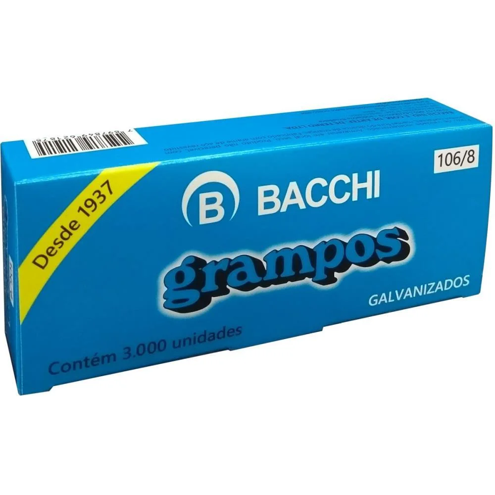 Grampo Para Grampeador 106/8 Aco 3000 Grampos Bacchi (Caixa) - imagem 4