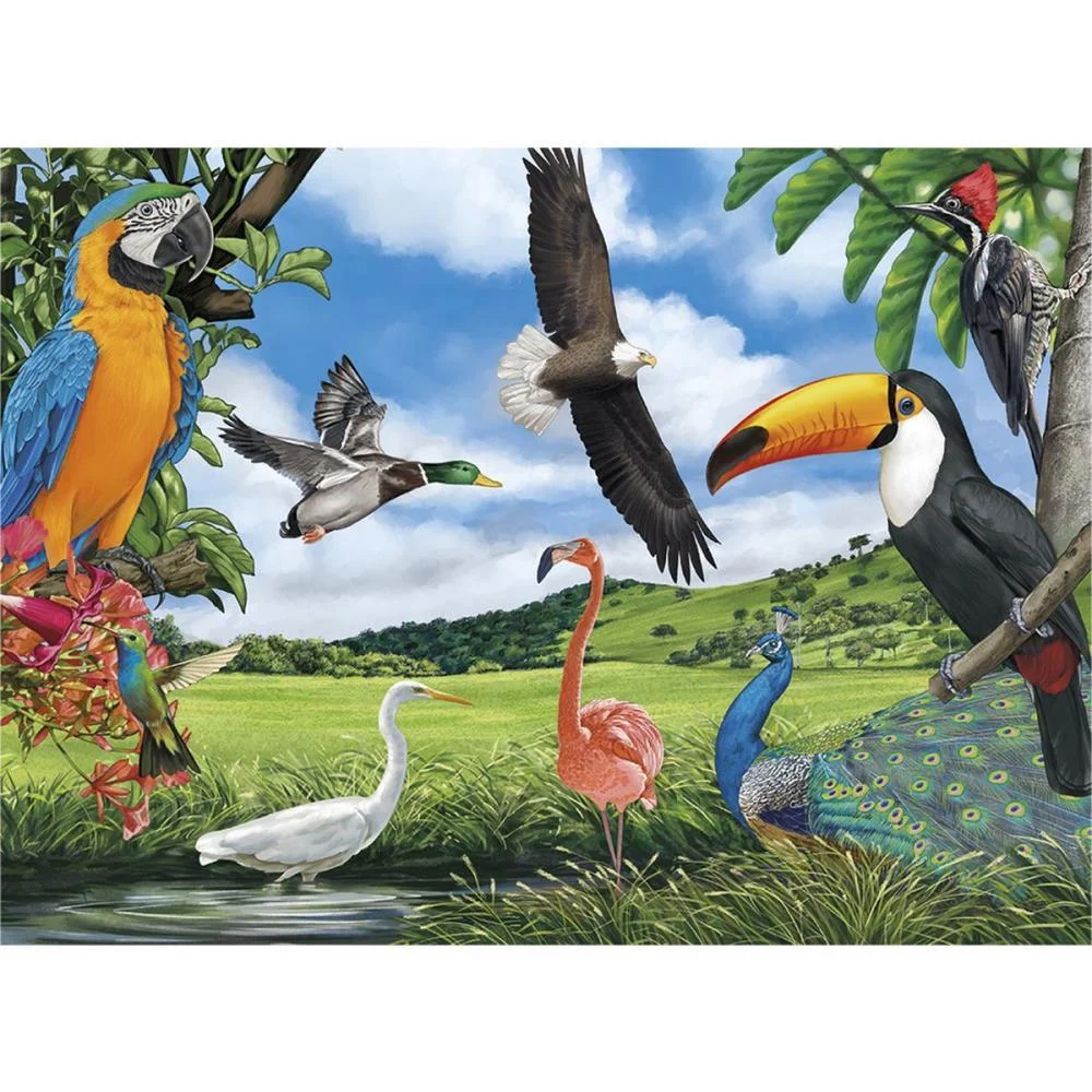 Quebra-Cabeca Cartonado Aves 100 Pecas Grow - imagem 2