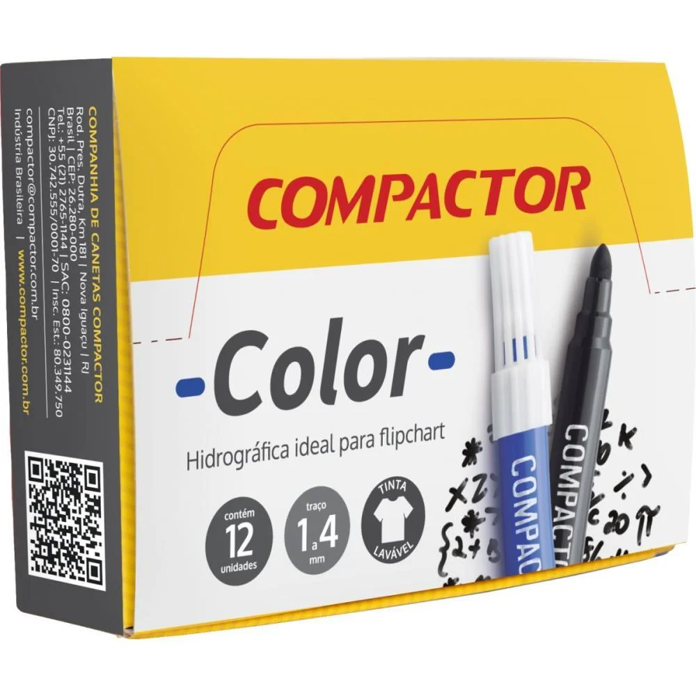 Caneta Hidrografica Jumbo Compactor Color Avulso Preto Compactor (Cx.c/12) - imagem 2