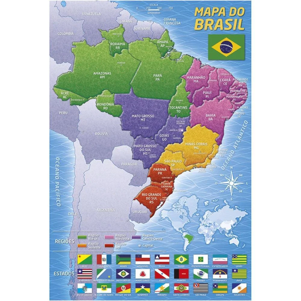Quebra-Cabeca Cartonado Mapa Do Brasil 200 Pecas Grow - imagem 2