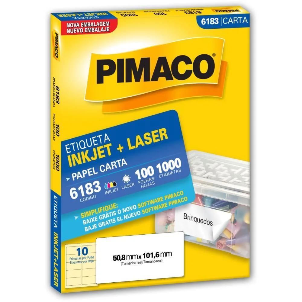 Etiqueta Carta 6183 100 Fls 50,8 X 101,6 Mm Pimaco (Cx.c/1000) - imagem 2