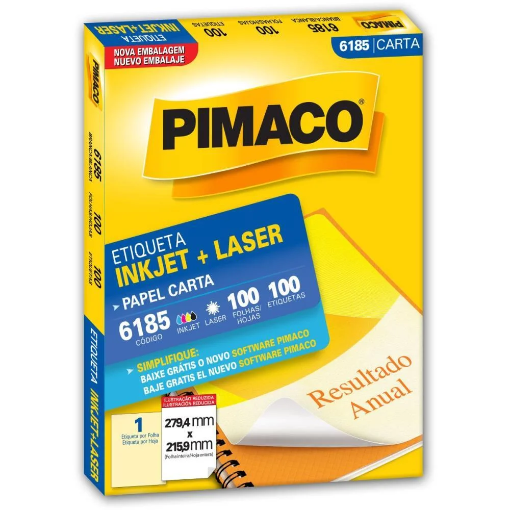 Etiqueta Carta 6185 100 Fls 279,4 X 215,9 Mm Pimaco (Cx.c/100) - imagem 3