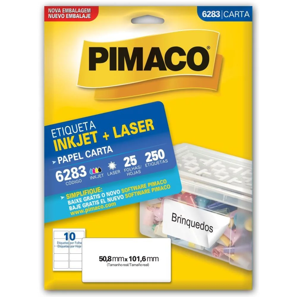 Etiqueta Carta 6283 25 Fls 50,8 X 101,6 Mm Pimaco (Ct.c/250) - imagem 2