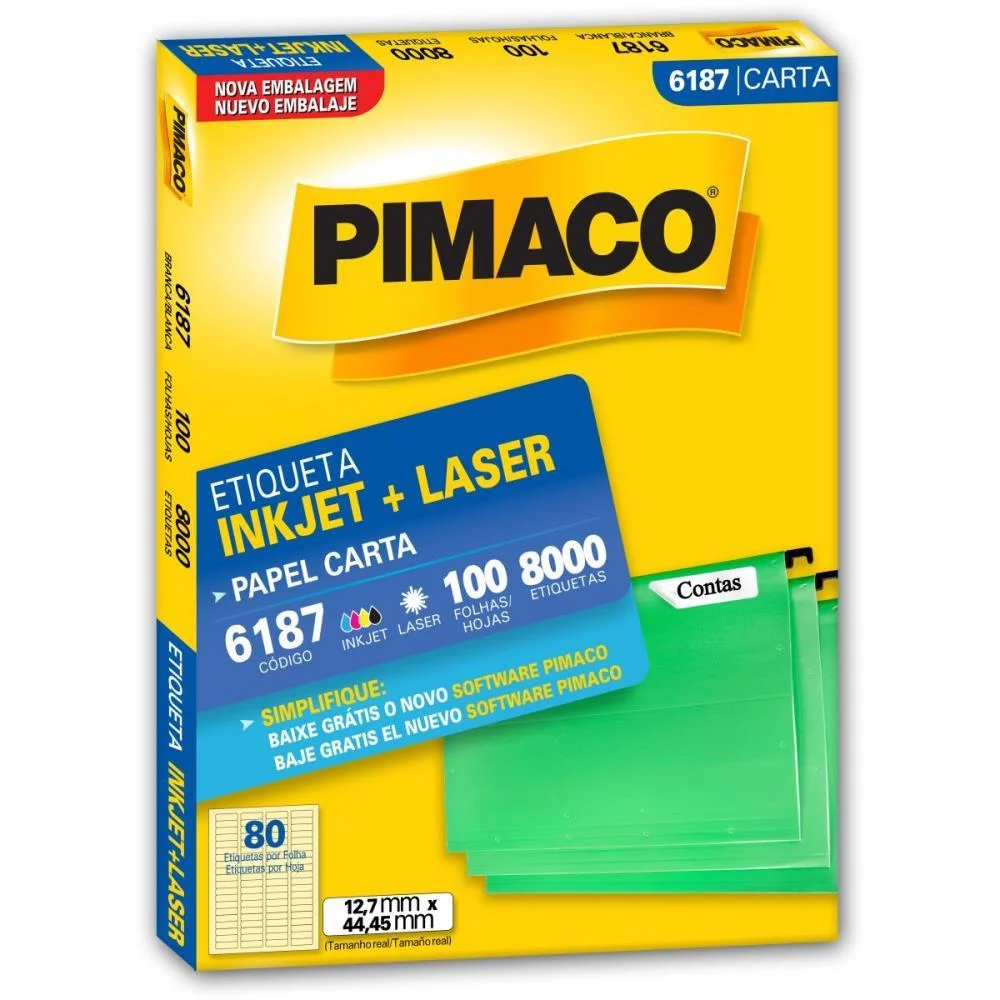 Etiqueta Carta 6187 100 Fls 12,7 X 44,45 Mm Pimaco (Cx.c/8000) - imagem 2