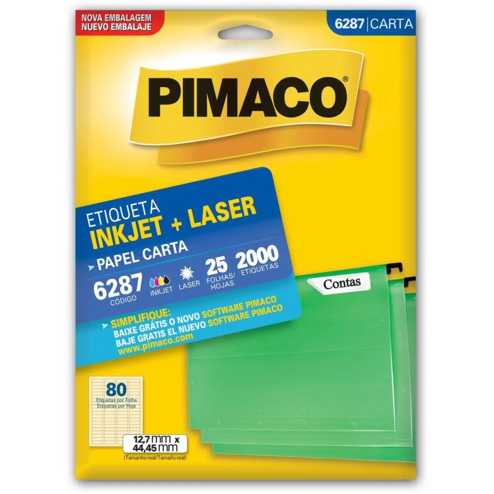 Etiqueta Carta 6287 25 Fls 12,7 X 44,45 Mm Pimaco (Ct.c/2000) - imagem 2