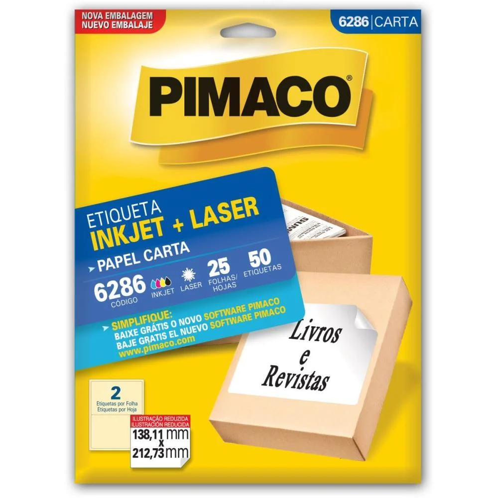 Etiqueta Carta 6286 25 Fls 138,11 X 212,73 Mm Pimaco (Ct.c/50) - imagem 2