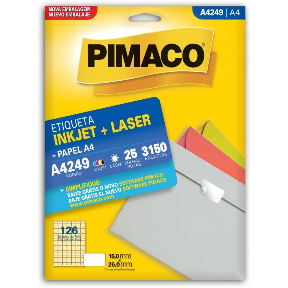 Etiqueta A4 A4249 25 Fls 15,0 X 26,0 Mm Pimaco (Ct.c/3150) - imagem 2