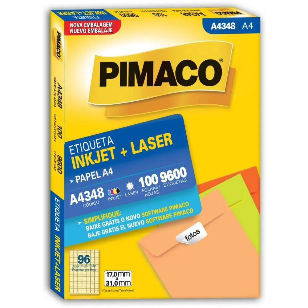 Etiqueta A4 A4348 100 Fls 17,0 X 31,0 Mm Pimaco (Cx.c/9600) - imagem 3