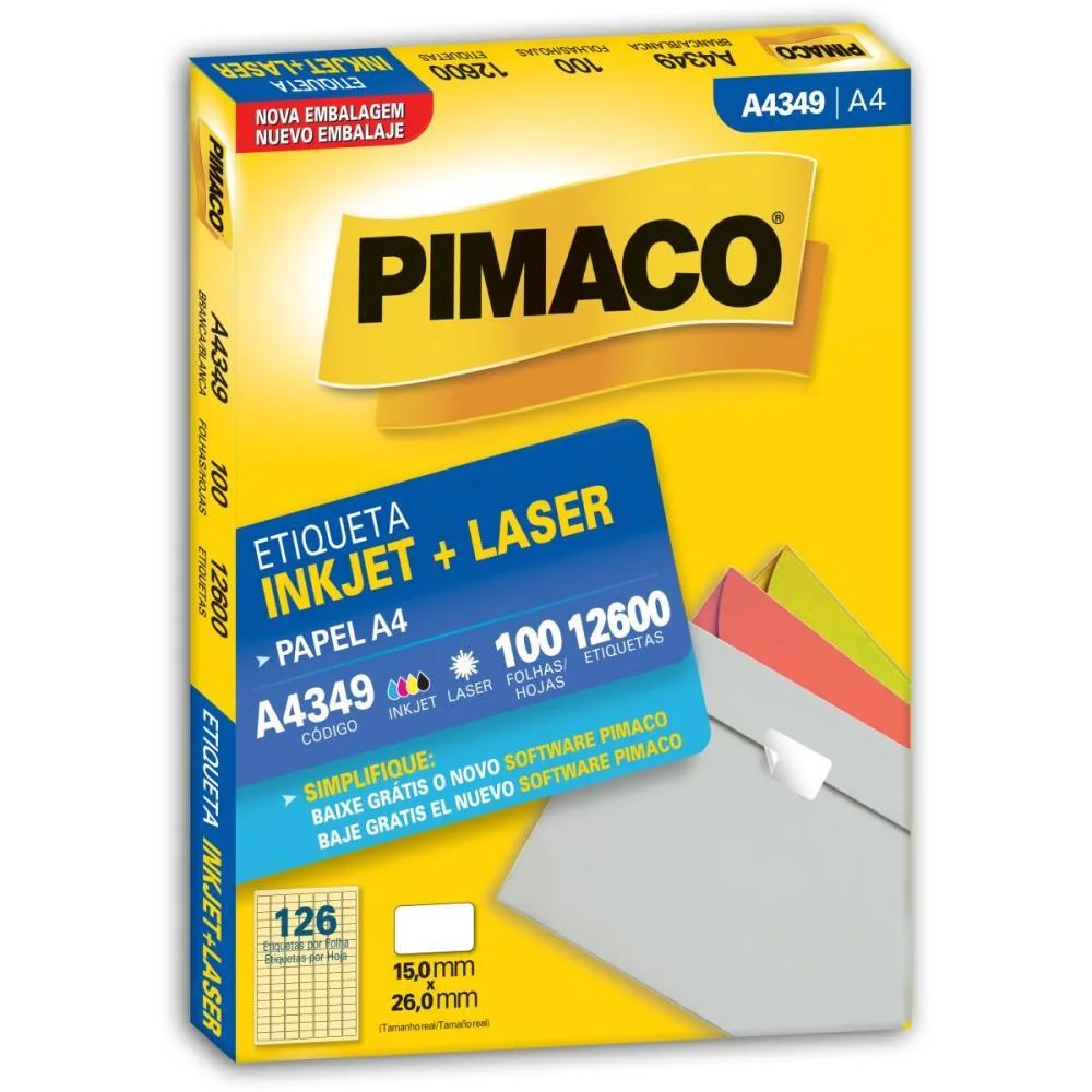 Etiqueta A4 A4349 100 Fls 15,0 X 26,0 Mm Pimaco (Cx.c/12600) - imagem 2