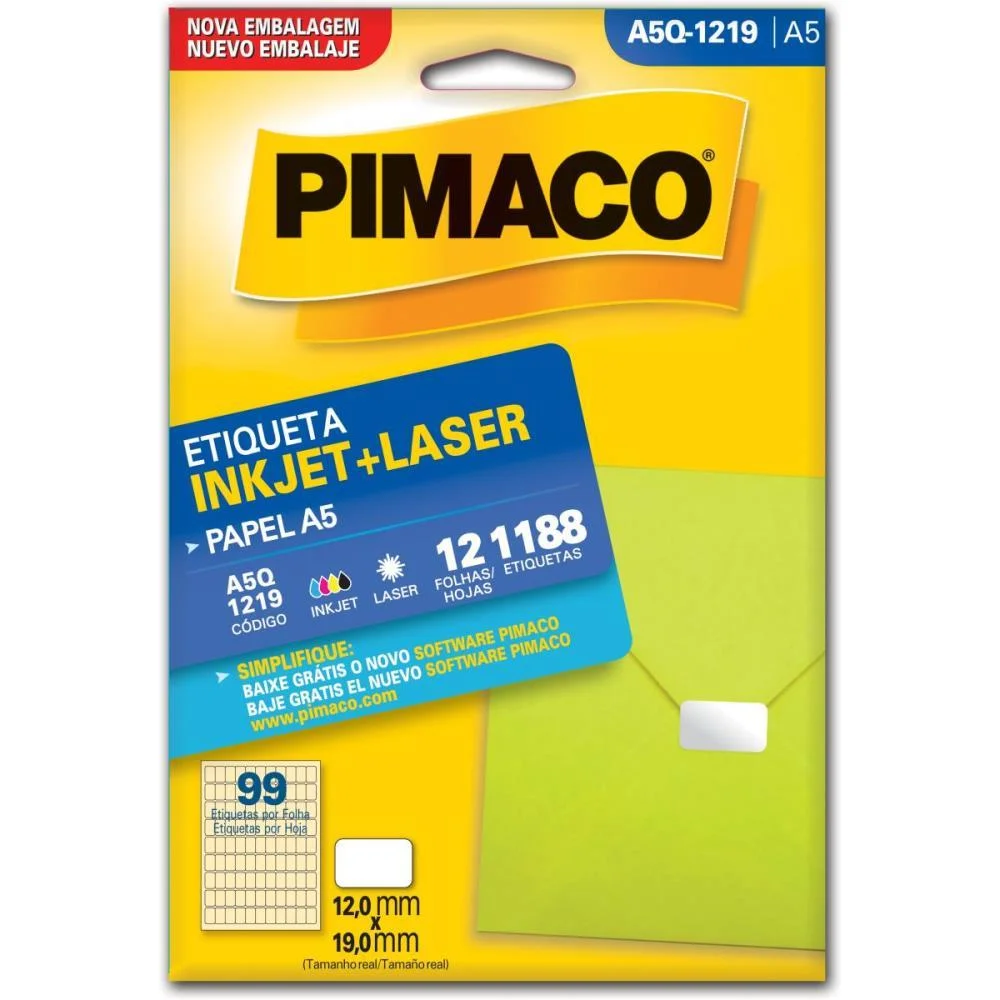 Etiqueta A5 A5Q-1219 12 Fls 12,0 X 19,0 Mm Pimaco (Ct.c/1188) - imagem 2