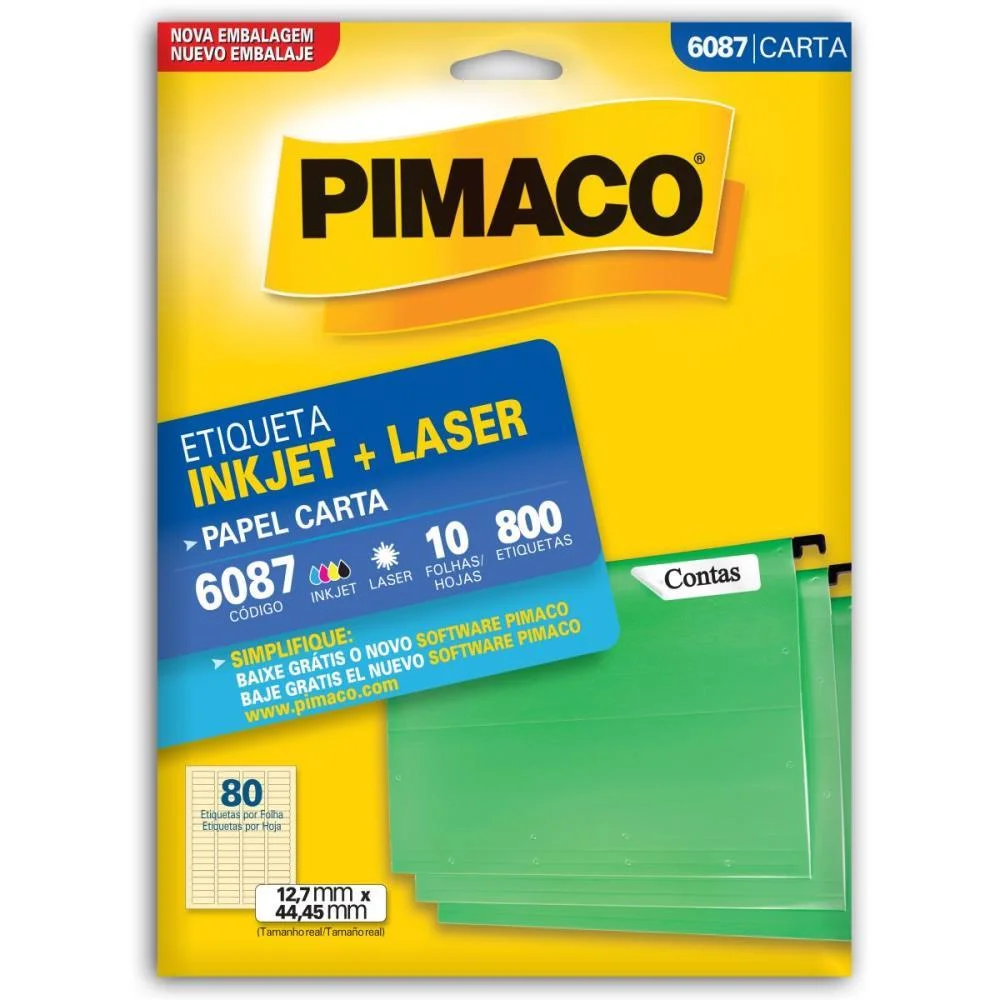 Etiqueta Carta 6087 10 Fls 12,7 X 44,45 Mm Pimaco (Ct.c/800) - imagem 2
